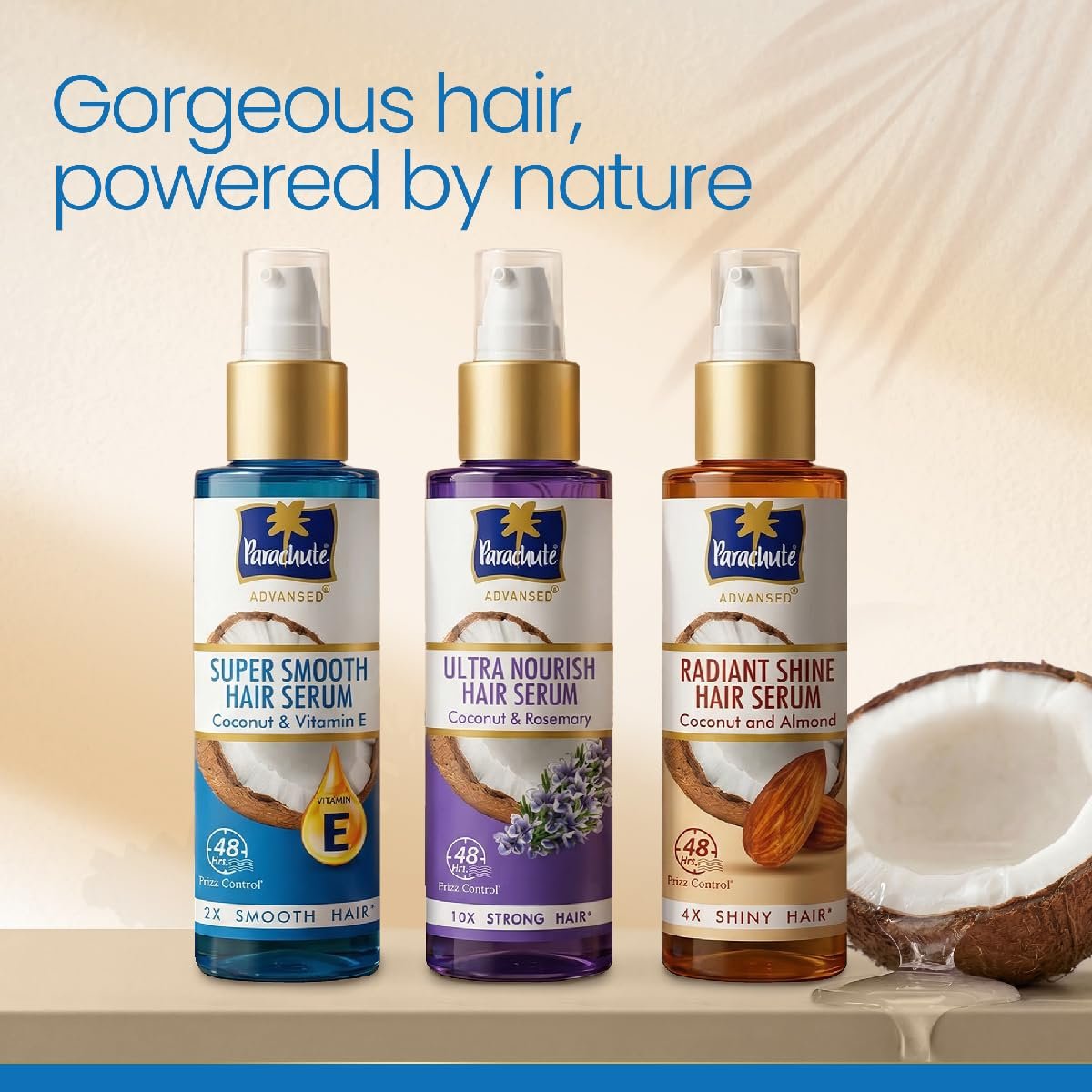 Parachute Advansed Super Smooth Hair Serum | Coconut & Vitamin E | 48 Hrs Frizz control | 2 X Smooth Hair | 100ml thumbnail