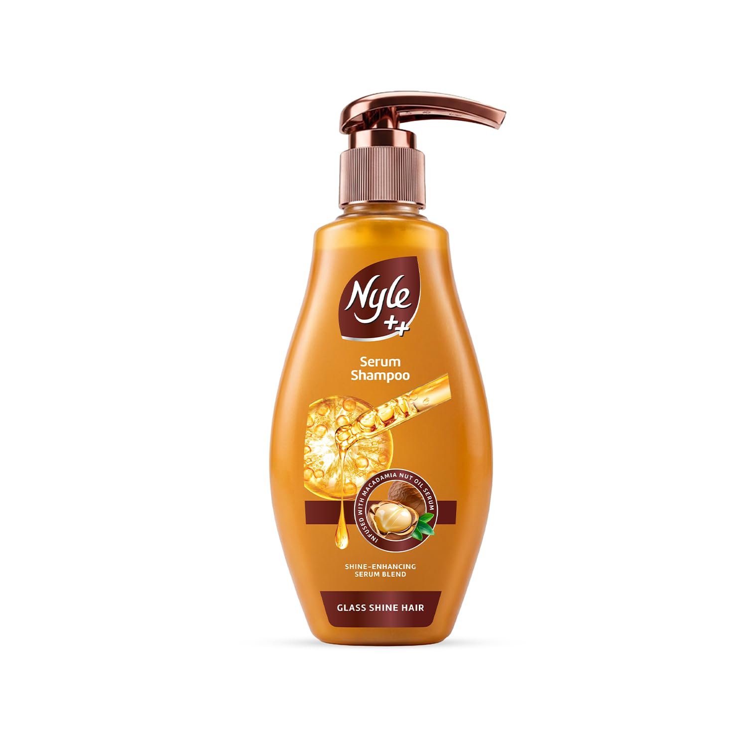 Nyle Serum Shampoo with Macadamia Oil | Glass Shine Hair Shampoo for Smooth, Soft & Shiny-Looking Hair | 340ml thumbnail