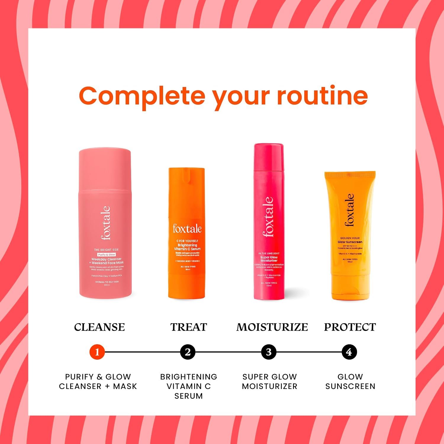 Foxtale Purify & Glow Cleanser + Clay Mask - Deep Cleanses Pores, Exfoliating Glow Facial, Instantly Gives Bright Skin, For Normal, Oily and Combination Skin, Men & Women - 100ml thumbnail