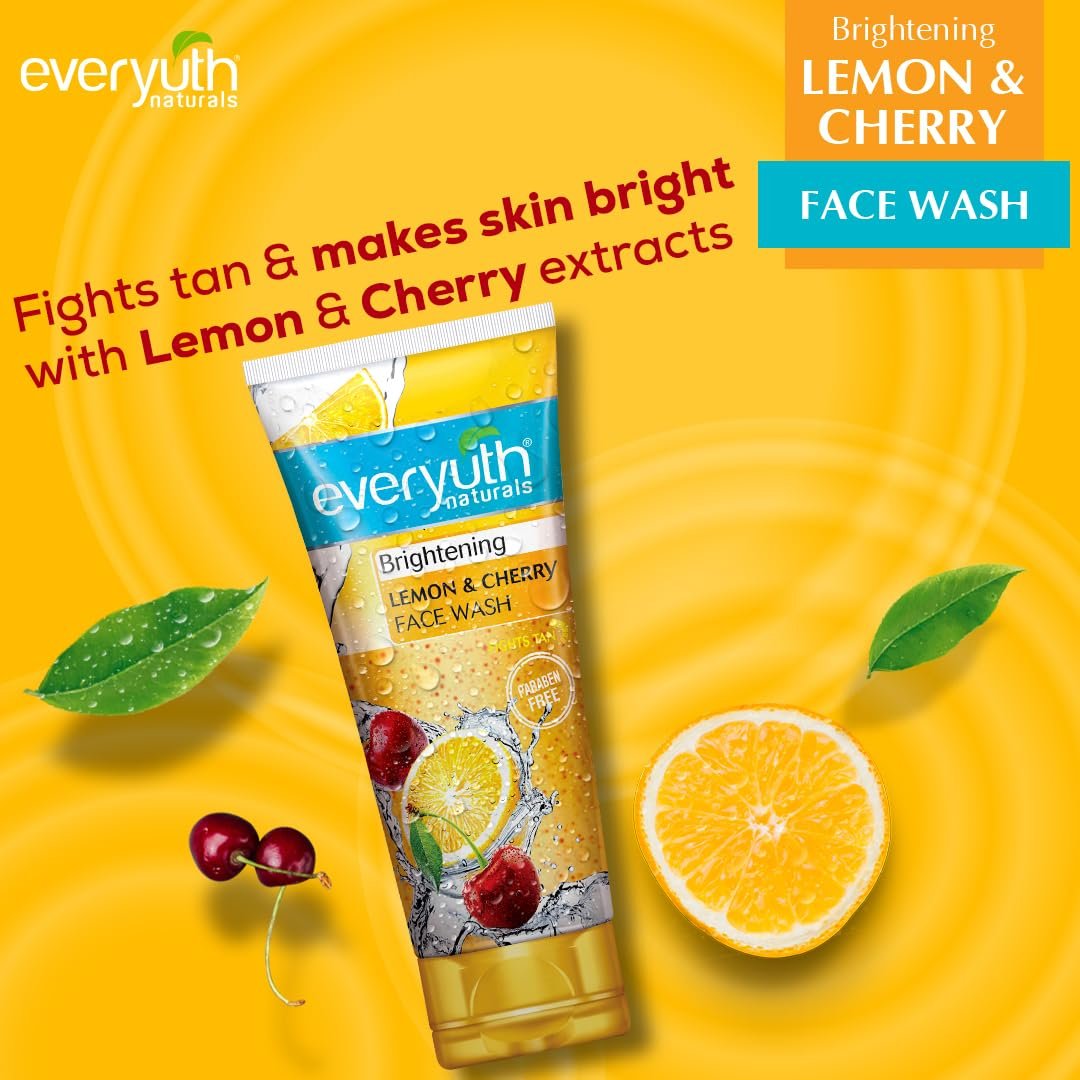Everyuth Naturals Brightening Lemon & Cherry Face Wash|Deep Cleansing, Oil Control & Tan Reduction| For All Skin Types|Paraben Free - 150 g thumbnail