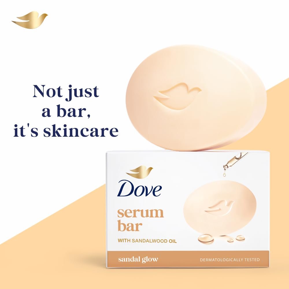 Dove Serum Bar with Sandalwood Oil – Sandal Glow – 375g (125g × 3) | Nourishing Cleansing for Soft, Smooth & Radiant-Looking Skin thumbnail