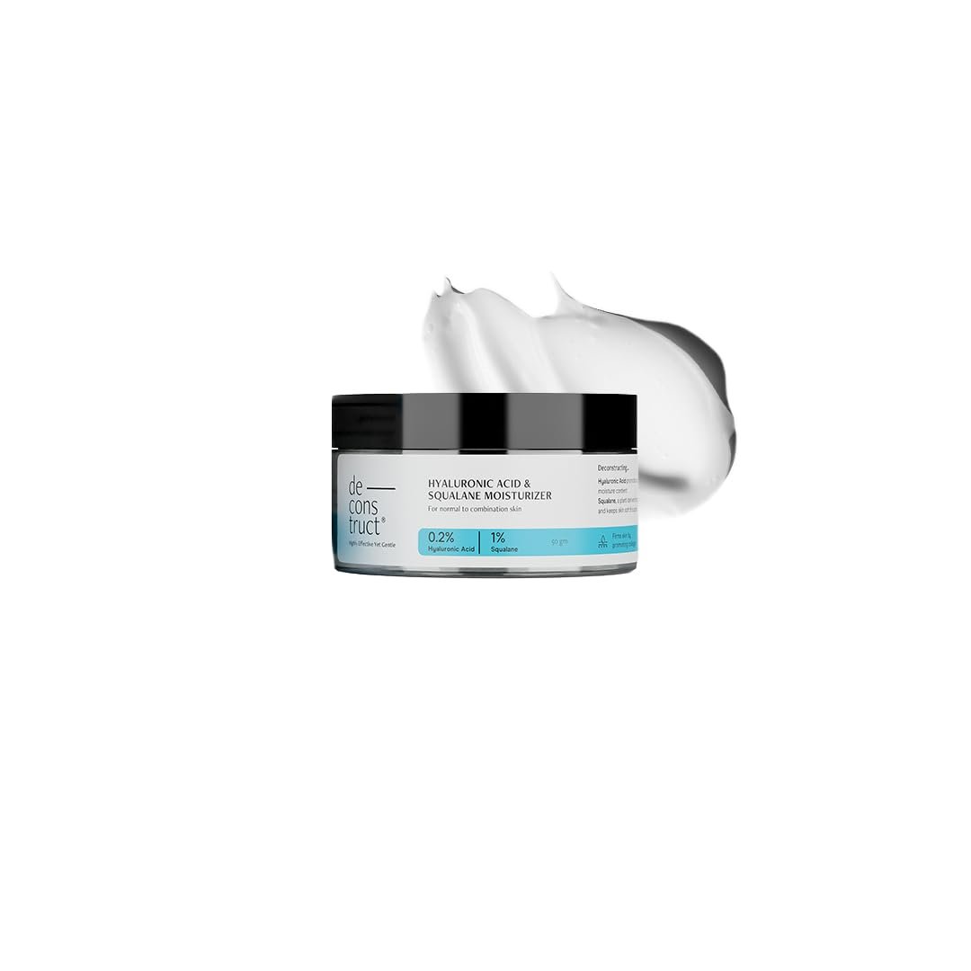 Deconstruct Hyaluronic Acid & Squalane Moisturizer | 0.2% Hyaluronic Acid 1% Squalane |Moisturizer For Normal Skin | Lightweight Moisturiser | For Long Lasting & Non-Greasy Hydration | 50g