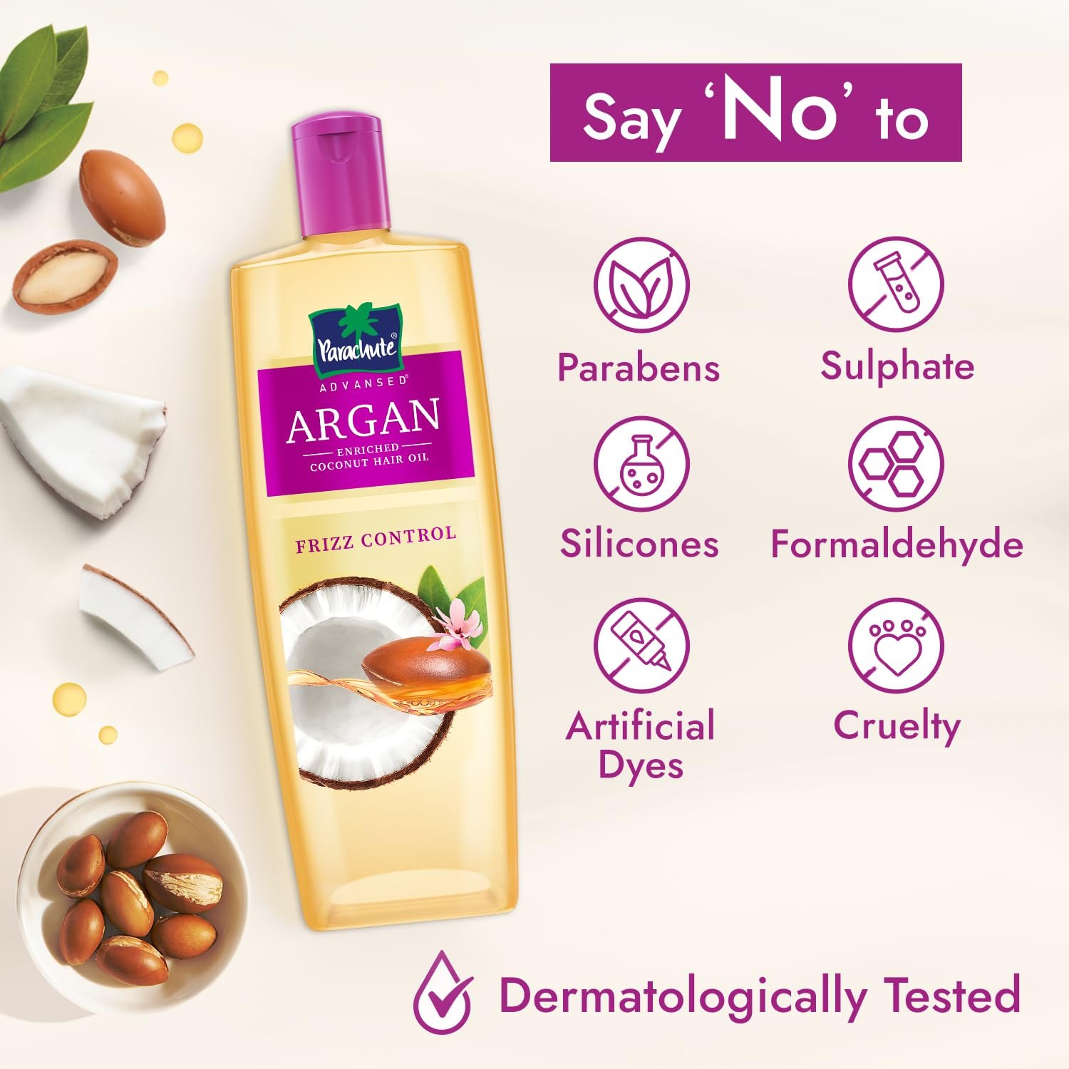 Parachute Advansed Argan-enriched Coconut Hair Oil| Argan Hair Oil| Blend of Superfoods| Controls Frizz| 300 ML thumbnail