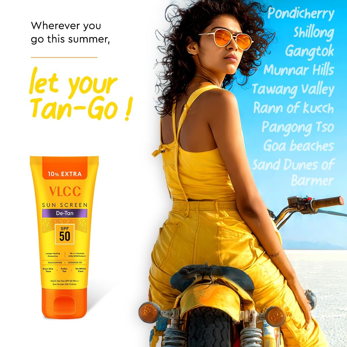 VLCC All Skin De-Tan SPF 50 PA+++ Sunscreen Gel Crème - 100g + 10g Extra | With Cucumber, Carrot, and Saxifraga Extracts thumbnail