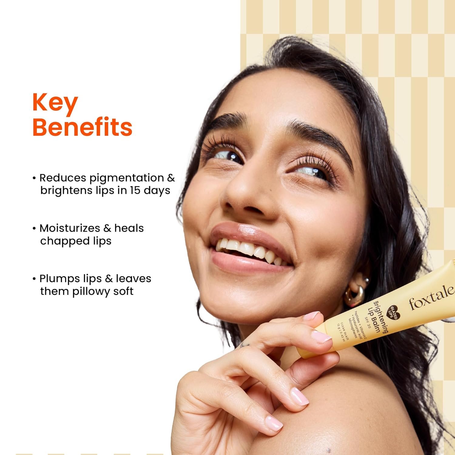 Foxtale SPF 30 Brightening Lip Balm for Dark Lips with Peptides & Vitamin C | Brightens | Hydrates | Tinted Lip Balm - Clear Glaze 12gm thumbnail