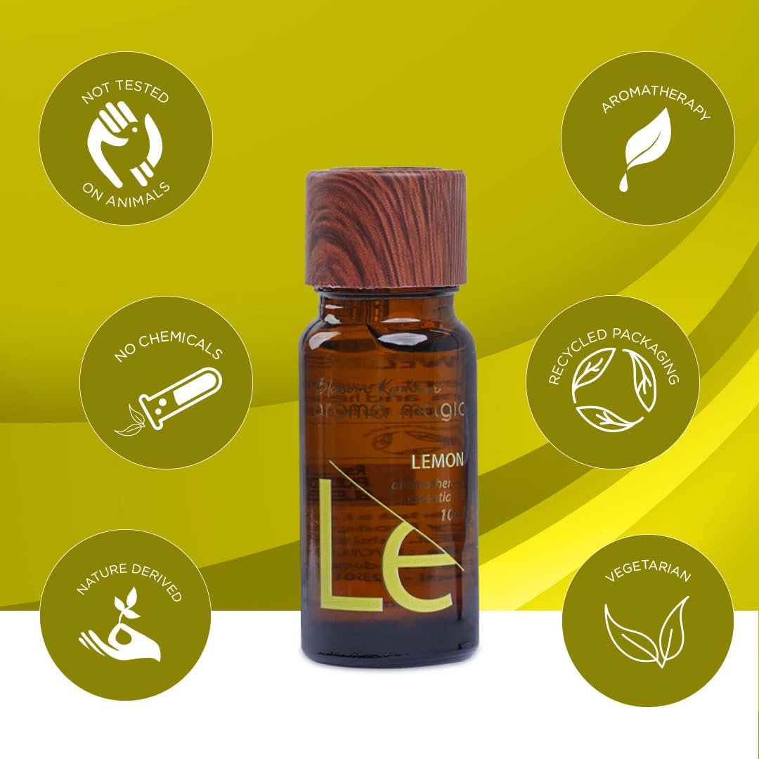 Aroma Magic Lemon Essential Oil – Pure Liquid Sunshine for Freshness, Skin Detox, Insect Bites & Hair Care – Natural Freshener – 10ml thumbnail