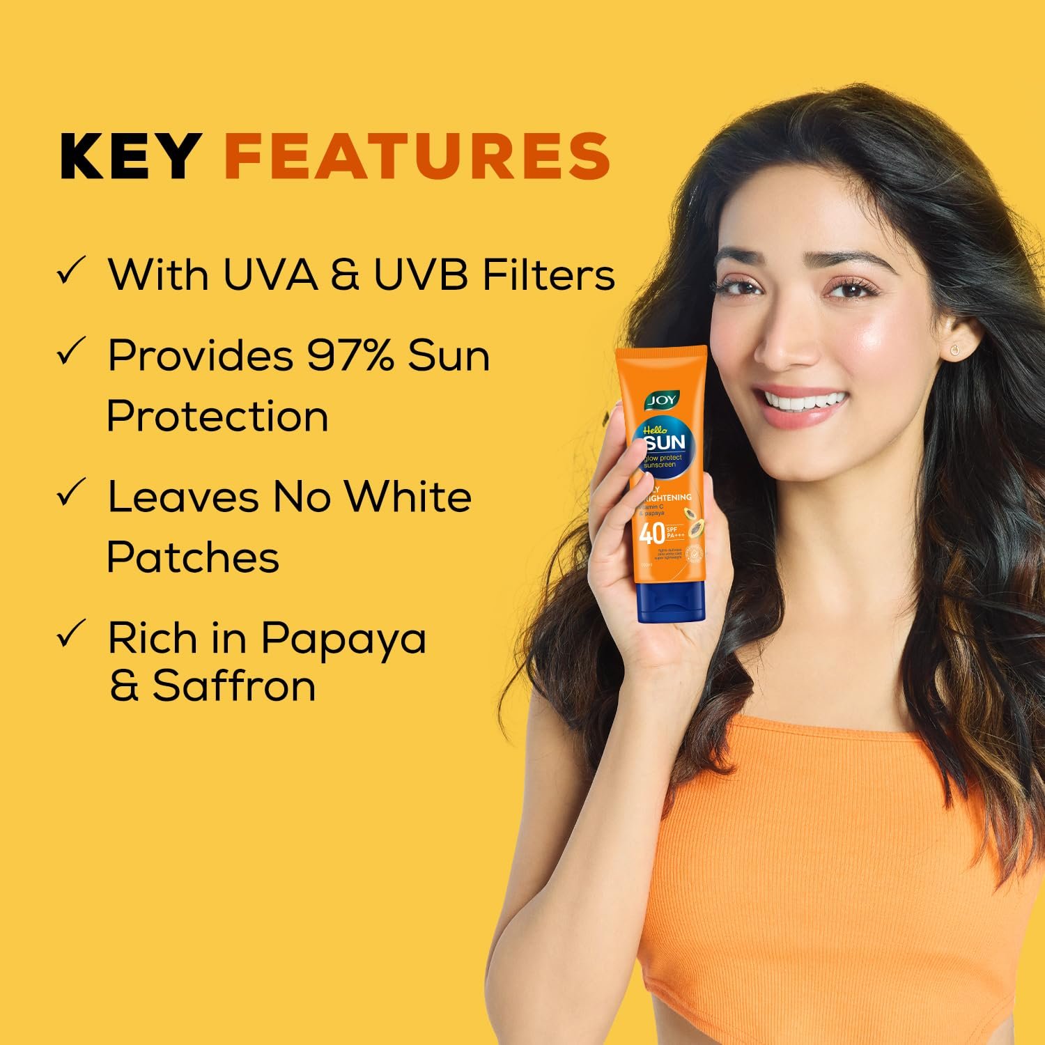 Joy Anti Tan SPF 40 Face & Body Sunscreen with 97% Sun Protection & Prevents Skin Darkening (100ml) | INVIVO Tested | Lightweight, Water Resistant & Leaves Zero White Cast | thumbnail