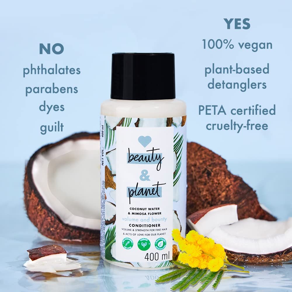 Love Beauty & Planet Coconut Water and Mimosa Flower Volume and Bounty Conditioner|| No Parabens|| No Dyes|| 100% Organic Coconut Oil|| 400ml thumbnail