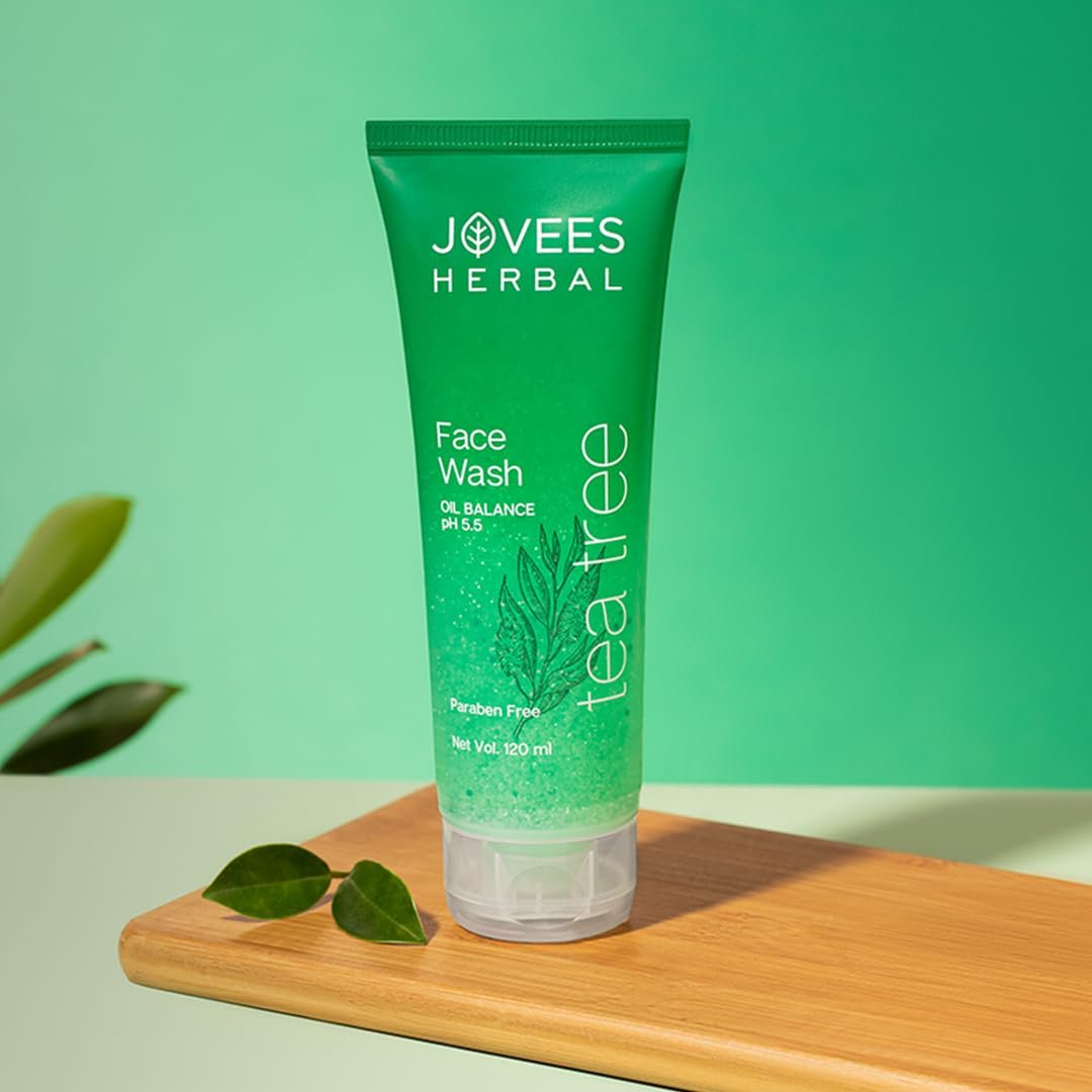 Jovees Herbal Tea Tree Oil Control Face Wash for Oily & Sensitive Skin | Paraben & Alcohol-Free, Controls Oil, Prevents Breakouts , Remove Dead Skin | Gentle Cleanser For All Skin | 120ml thumbnail