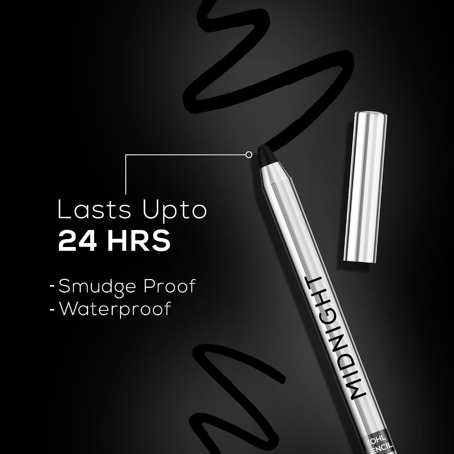 RENEE Midnight Kohl Kajal Pencil | Waterproof, Smudgeproof With Sharpener | 24 Hours Long Stay | Darkest Black | One Swipe Application | Vitamin E, Olive Oil and Castor Oil | Matte Finish thumbnail