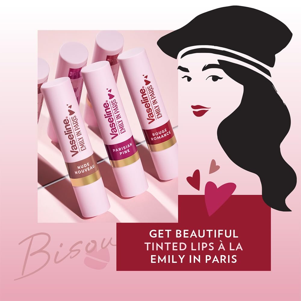 Vaseline Rouge Romance | Emily in Paris Limited Edition | Red Tinted Lip Balm Stick, 24H* Moisturization, 3g thumbnail