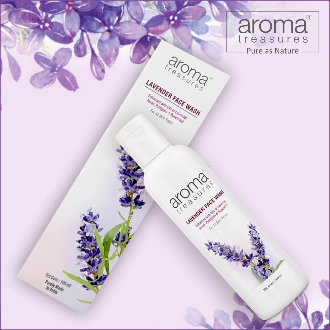 Aroma Treasures Lavender Face Wash for Men & Women | Gentle Daily Cleanser with Neroli, Rosewood & Petitgrain Oils | Acne Control, Oil Balance & Refreshing Glow Facewash – 100ml thumbnail