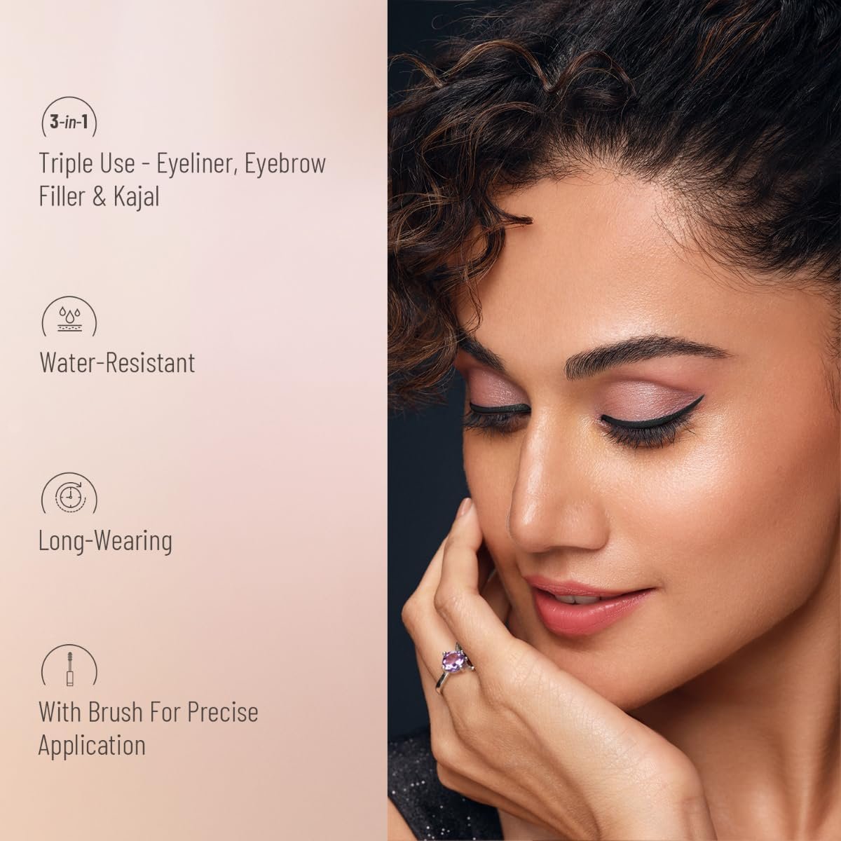 Swiss Beauty Waterproof Eyebrow & Gel Eyeliner 2 In 1 With Brush | Smudge Proof Gel Eyeliner And Eyebrow Definer Pencil | Shade- 01 Black, 7G thumbnail