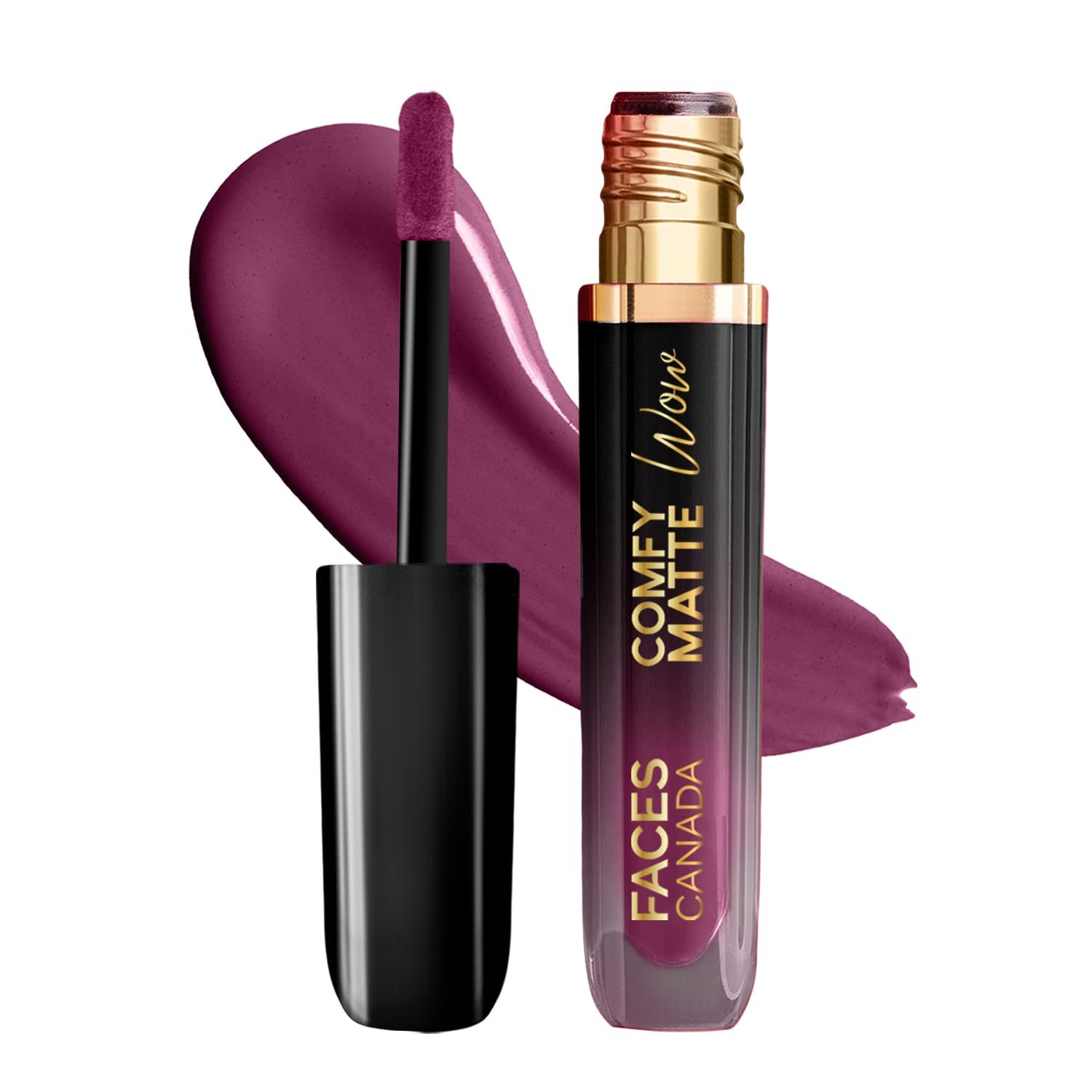 FACES CANADA Comfy Matte Wow Liquid Lipstick - Orchid Opulence 10 (Plum) 3.8ml | One Swipe Application | Highly Pigmented | Comfortable Wear | Glides Smoothly | Long Lasting thumbnail