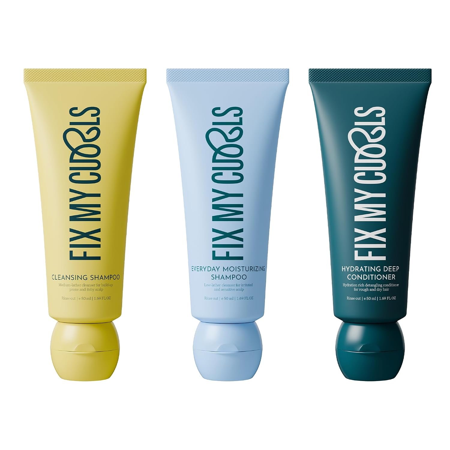 Fix My Curls Wash Day Trio | Cleansing & Moisturizing Shampoo, Hydrating Deep Conditioner | Silicone & Sulphate Free | For Curly, Wavy Hair| 50ml each thumbnail