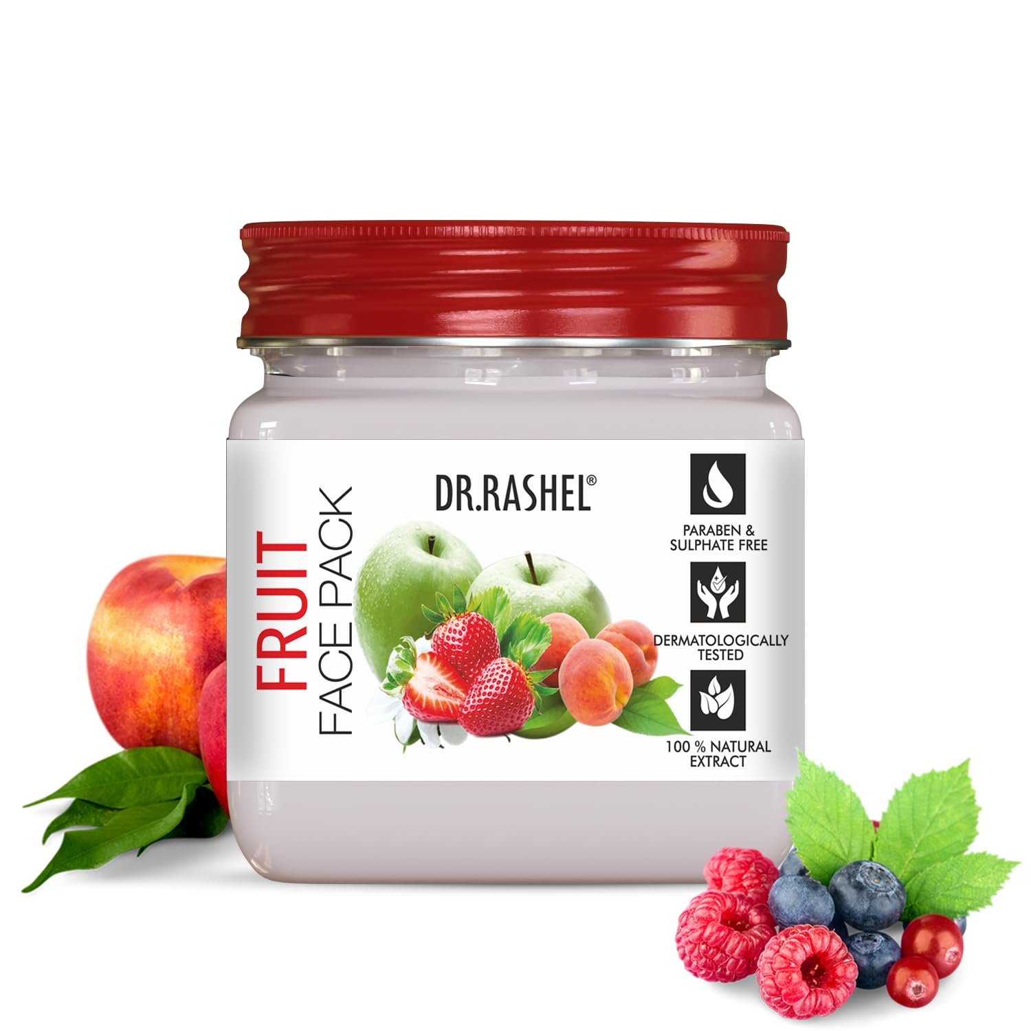 DR.RASHEL Fruit Face Pack for Glowing Skin, Oil Control, Acne, Pimples, Detan, Blemishes, Pigmentation & Brightening, Face Cleansing for Face & Body (380 Ml) thumbnail