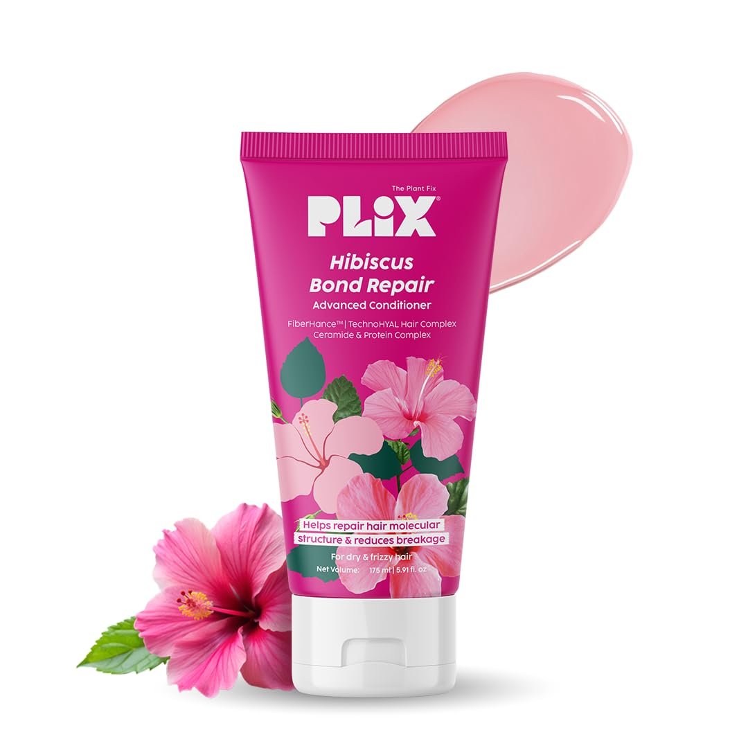 PLIX - THE PLANT FIX Hibiscus Bond Repair Advanced Conditioner | Repairs Hair Molecular Structure & Reduces Breakage with FiberHance™ & TechnoHYAL Hair Complex |Nourishes Deeply | 100ml thumbnail