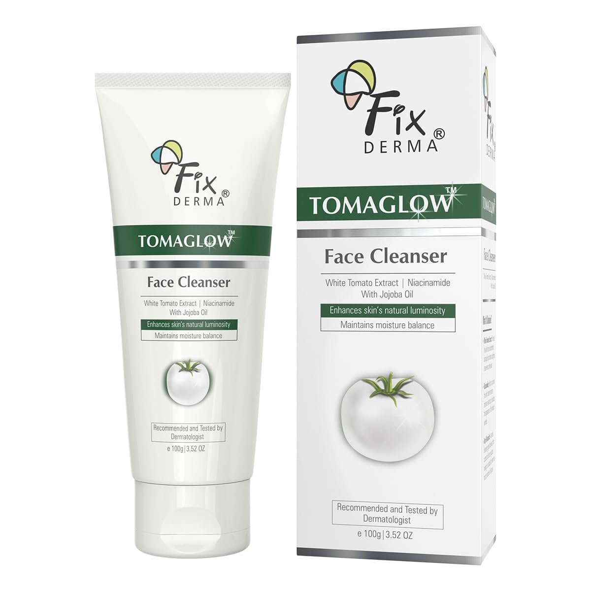 Fixderma Tomaglow Brightening Face Wash | with White Tomato Extract | 4% Niacinamide | Gentle & Hydrating Cleanser | Reduces Pigmentation & Evens Skin Tone | All Skin Type | 100 gm thumbnail
