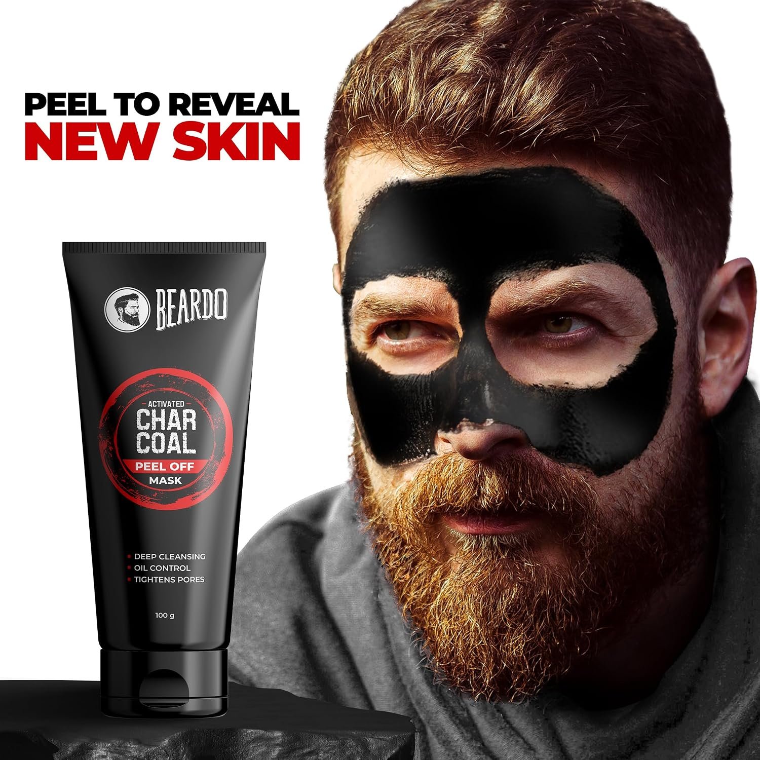 Beardo Activated Charcoal Peel Off Mask for Men, 100g | Charcoal Face Mask for Glowing Skin | For Oily & Dirt free skin thumbnail