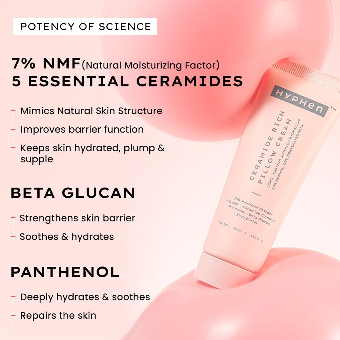 Hyphen 10% Heartleaf Extract & 7% Ceramides-NMF Face Cream Moisturizer | Rich Pillow Cream For Hydration, Deep Nourishment & Barrier Repair | - 50ml thumbnail