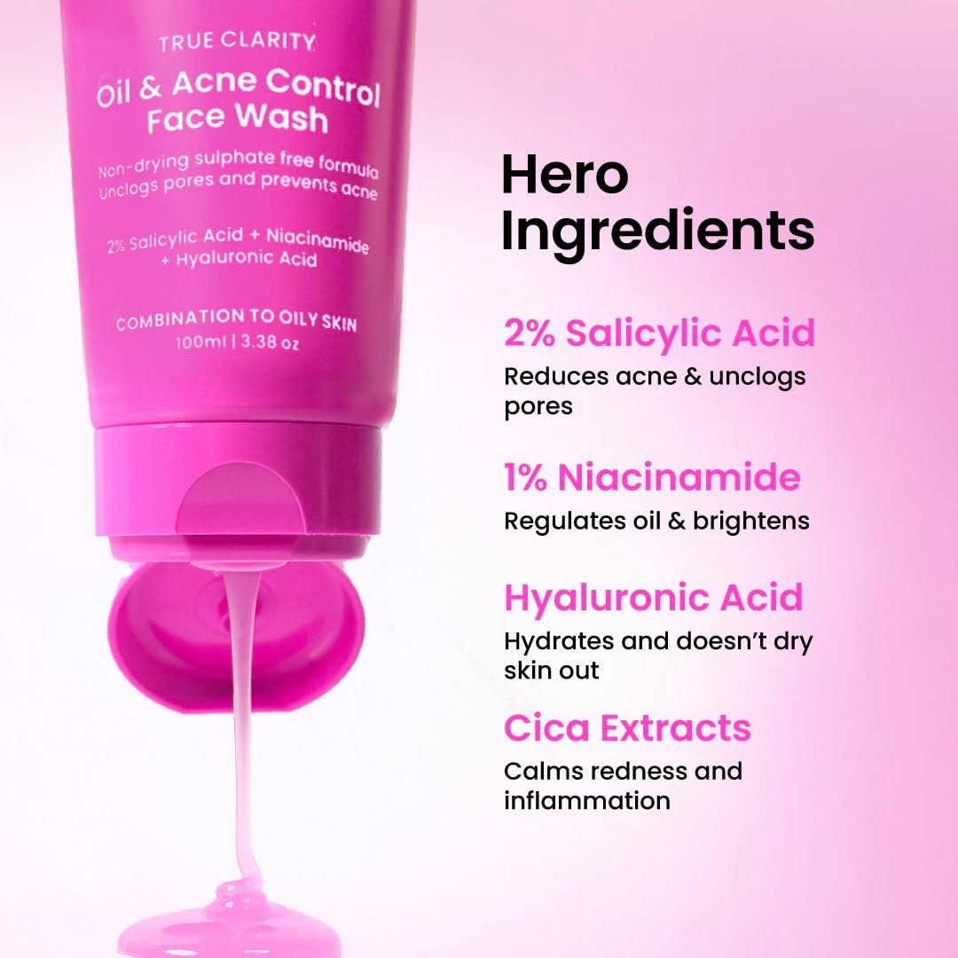 Foxtale Oil & Acne Control Face Wash | 2% Salicylic Acid + Niacinamide + cica | Fights Acne, Controls Oiliness & Soothes Face | for Oily, Acne & Combination Skin | Men & Women, 150 ml thumbnail