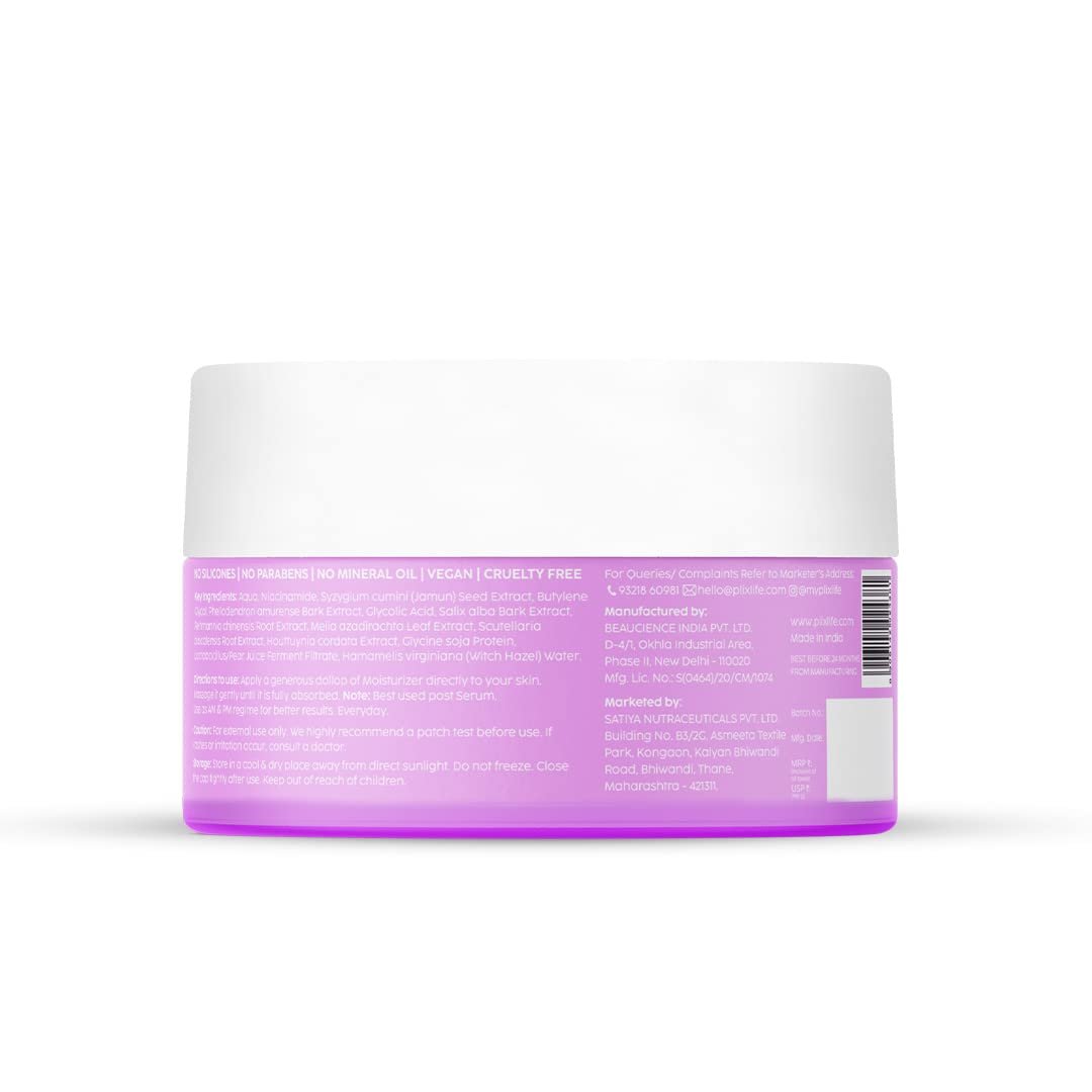 Plix 2% Niacinamide Jamun Moisturizer | With 2% Acne Buster, Witch Hazel & Jamun Extract | Helps Reduce Pimples & Control Excess Oil | Lightweight Moisturizer for Oily & Acne-Prone Skin | 50 thumbnail