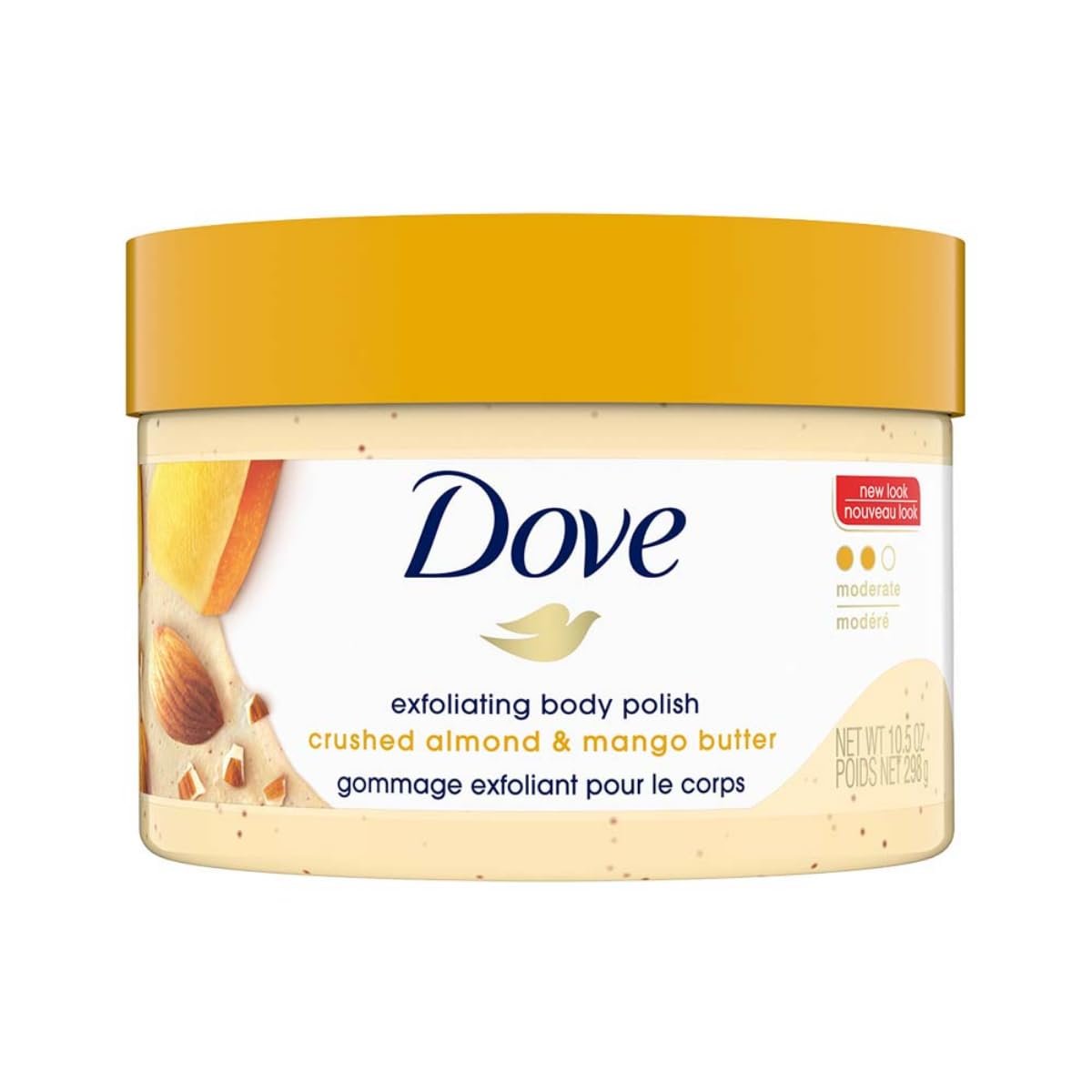 Dove Exfoliating Body Polish Scrub with Crushed Almond & Mango Butter – 298g | Gentle Exfoliation & Moisturization for Dry Skin | Sulfate-Free Formula for Soft, Smooth & Healthy-Looking Skin