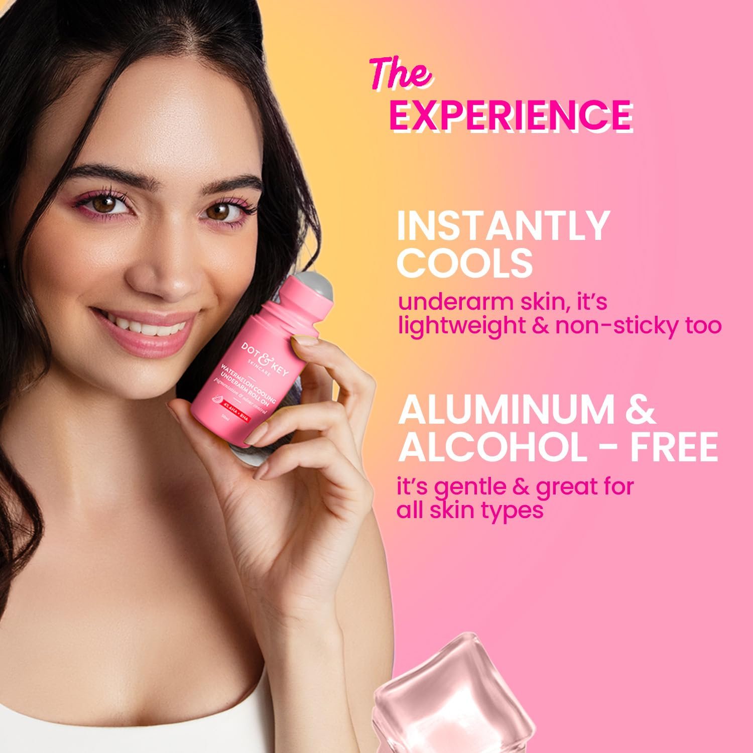 Dot & Key Watermelon Cooling Underarm Roll On | Odour & Sweat Controls | 4% AHA + BHA | Fresh Aqua Fragrance | Gently Exfoliates & Smooths Skin | For Men & Women | 50ml thumbnail