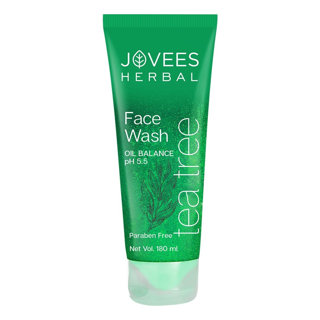 Jovees Herbal Tea Tree Oil Control Face Wash for Oily & Sensitive Skin | Paraben & Alcohol-Free, Controls Oil, Prevents Breakouts, Remove Dead Skin | Gentle Cleanser For All Skin Types180ml thumbnail