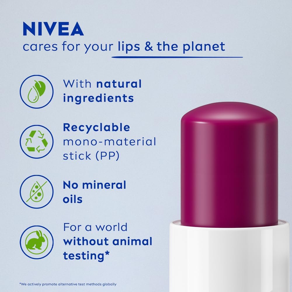 NIVEA Lip Balm, Fruity Berry Shine, 4.8gm, Purple thumbnail