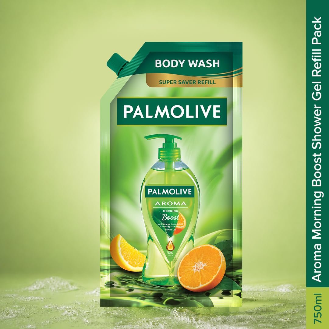 Palmolive Aroma Morning Boost Body Wash, 750ml Shower Gel Refill Pack, 100% Natural Citrus Essential Oil, Lemongrass Extracts for a Soft and Smooth Skin, Ph Balanced thumbnail