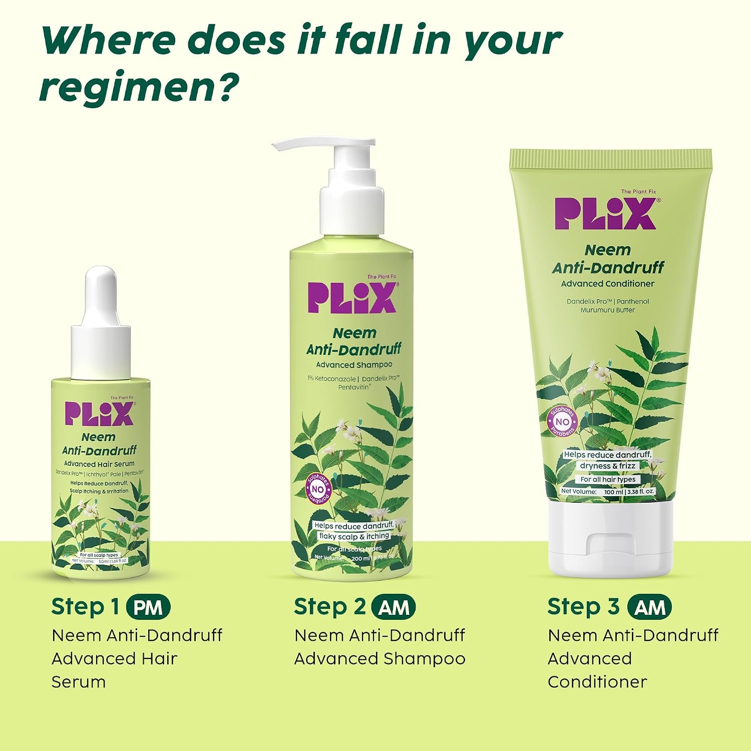 PLIX - THE PLANT FIX Neem Anti-Dandruff Advanced Conditioner | Reduces Dandruff, Dryness & Frizz | With Dandelix Pro™ & Murumuru Butter | Locks in Moisture | Paraben & Sulphate Free | 100 ml thumbnail