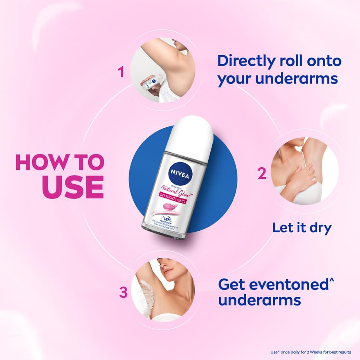 NIVEA Natural Glow Smooth Skin Deodorant Underarm Roll On For Women thumbnail