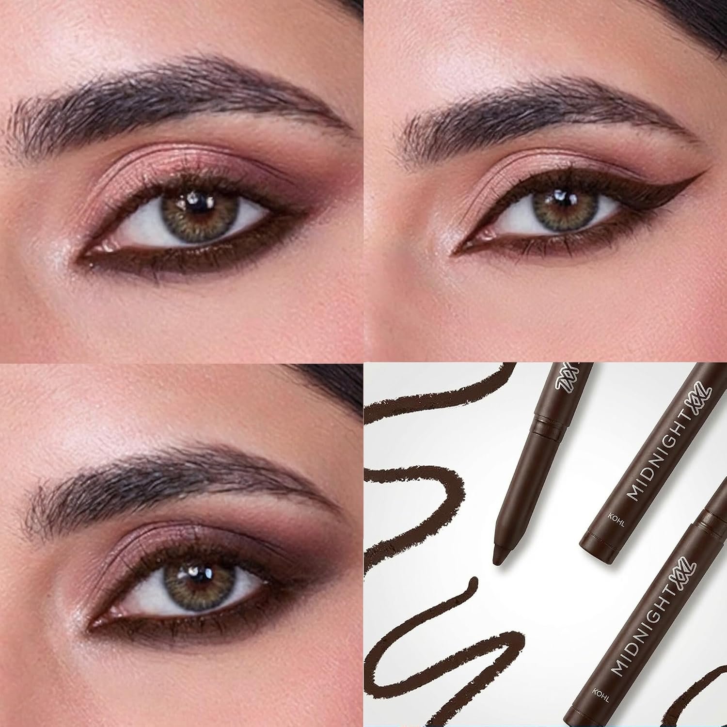RENEE Midnight XXL Kajal | Brown Kohl Pencil with Built-in Sharpener | Waterproof, Smudge-proof, 24Hr Long-Lasting | Ultra-Rich Pigment, Smooth Glide | 1.5g thumbnail