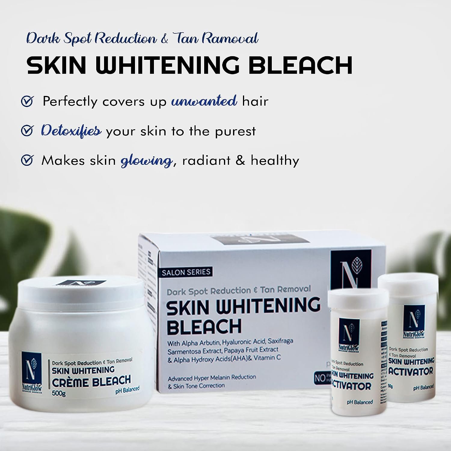 NutriGlow Advanced Organics Cream Bleach Kit for Facial Hair 700g thumbnail