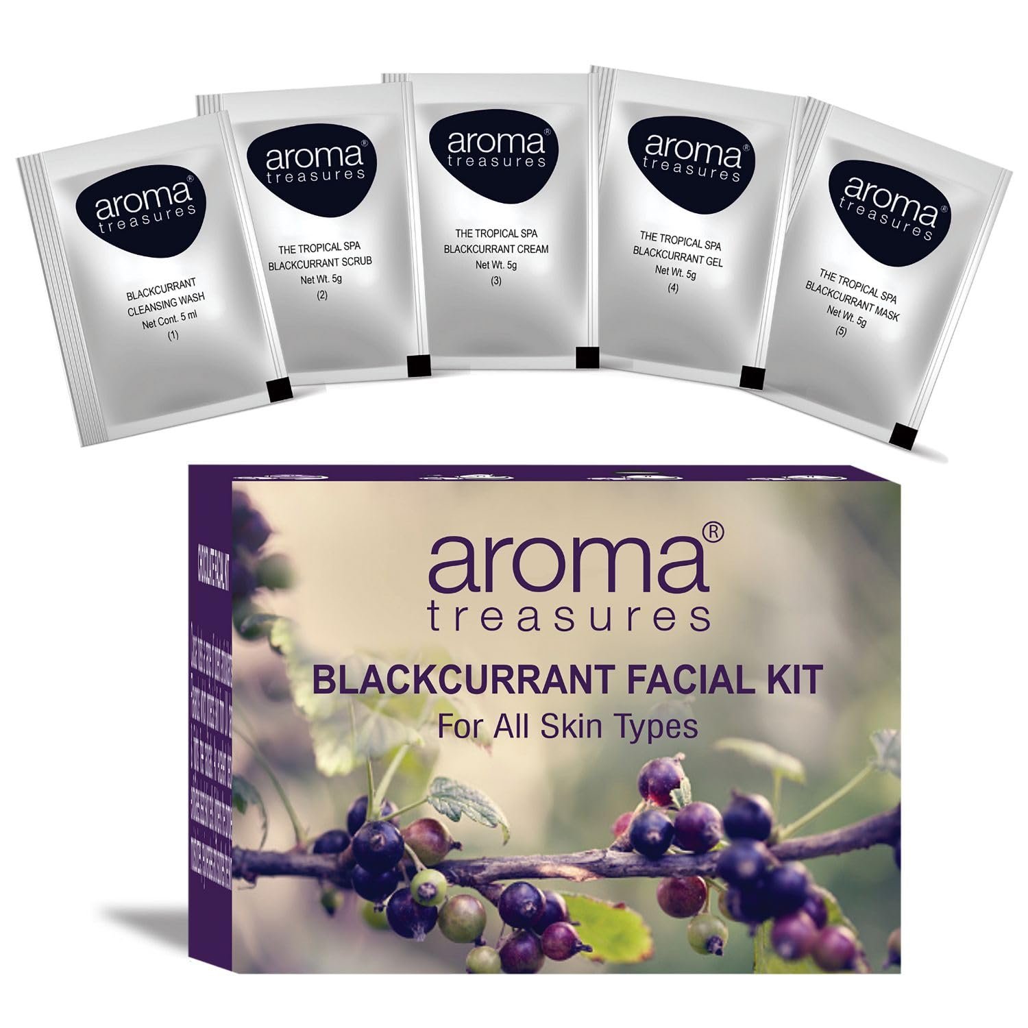 Aroma treasures Blackcurrant Facial Kit for all skin type (One time use kit) thumbnail