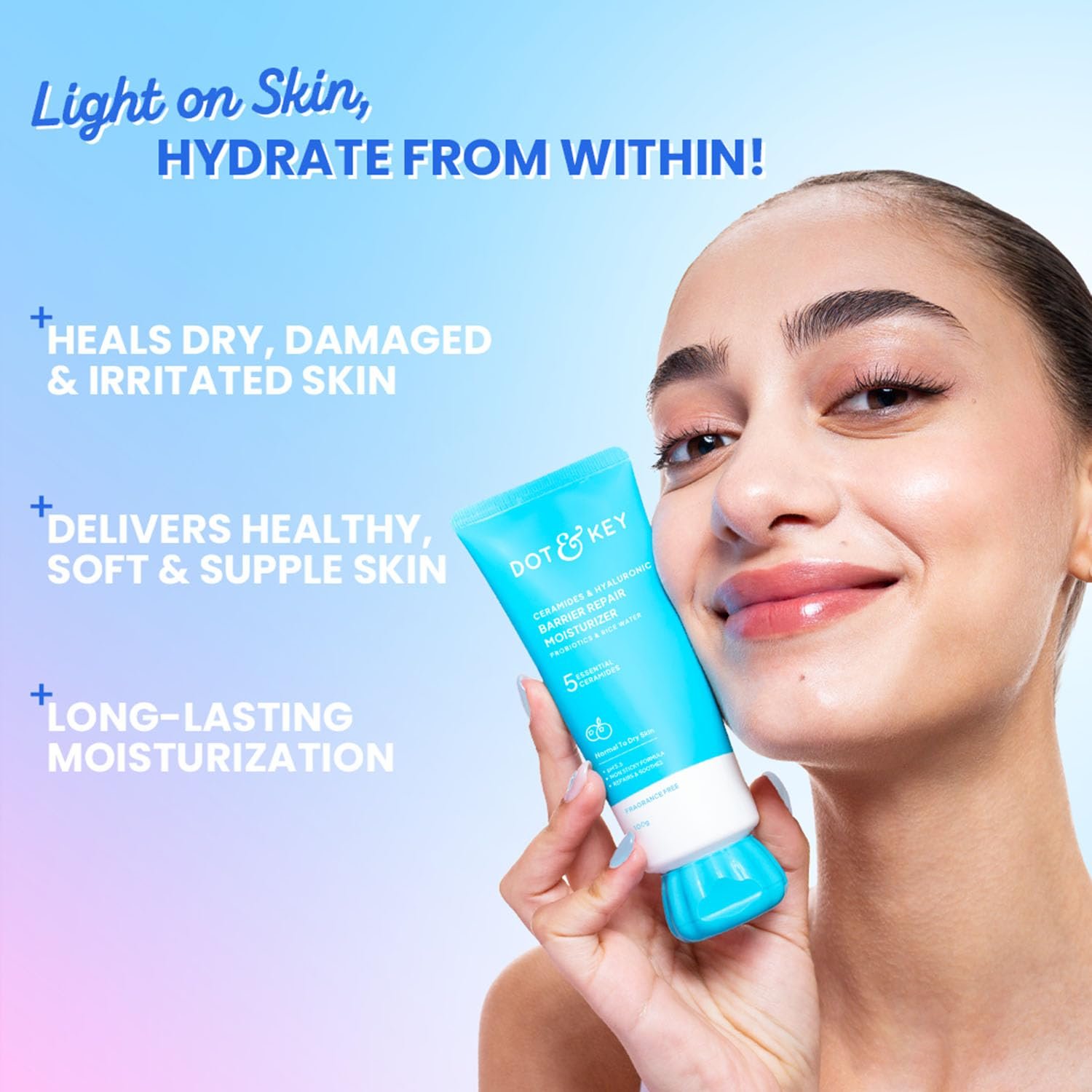Dot & Key Barrier Repair Moisturizer For Normal, Dry, Combination & Sensitive Skin | 120 Hrs Moisturization, With 5 Ceramides & Hyaluronic 100g thumbnail
