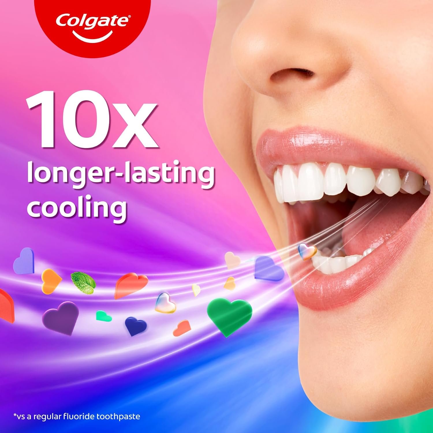 Colgate MaxFresh Rainbow Fresh Gel Toothpaste, with Heart Shaped Cooling Crystals, Triple Mint Flavour, and Ultrafreeze Technology for Intense Freshness, 100g thumbnail