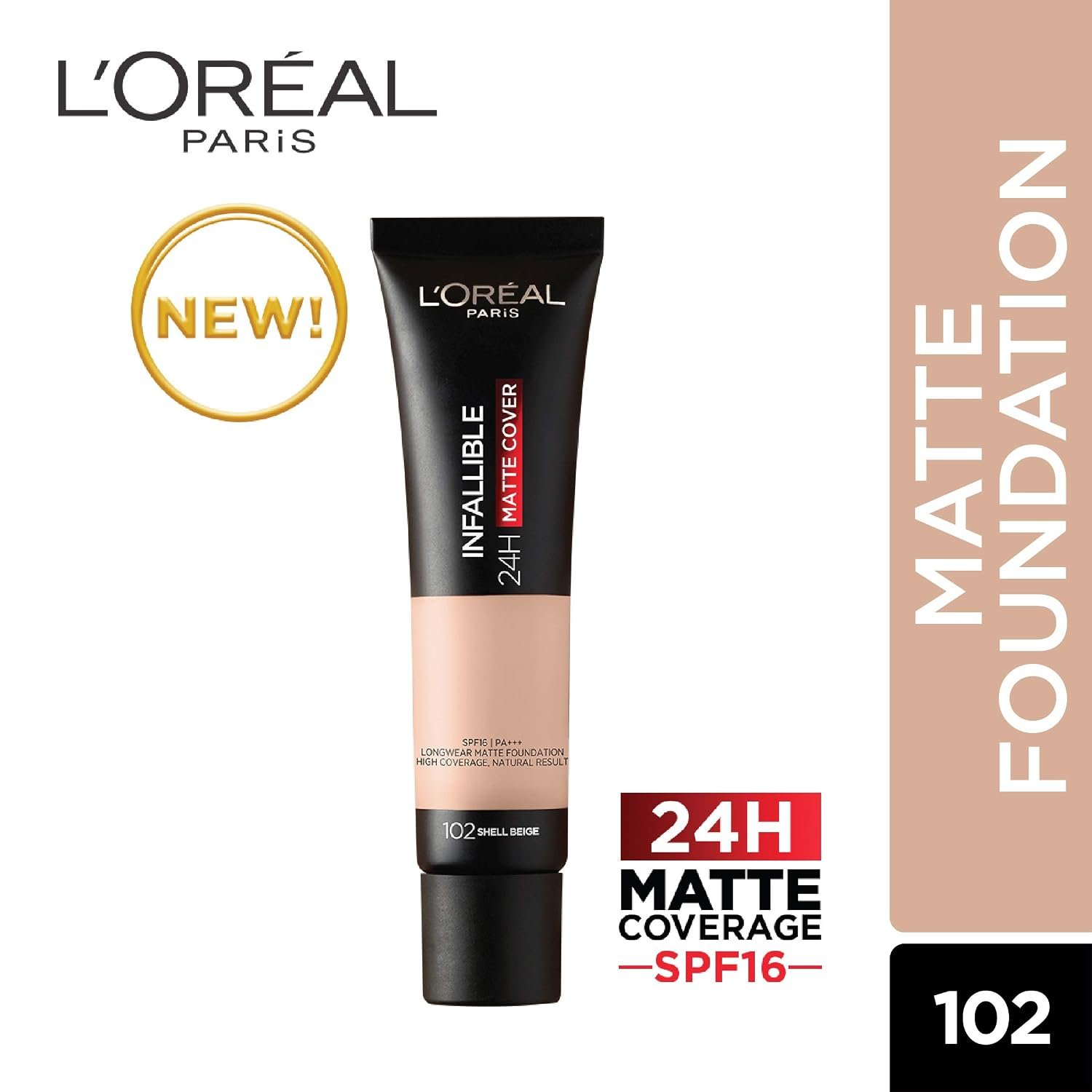 L'Oreal Paris Infallible 24H Matte Cover Foundation, 102 Shell Beige, 35ml thumbnail