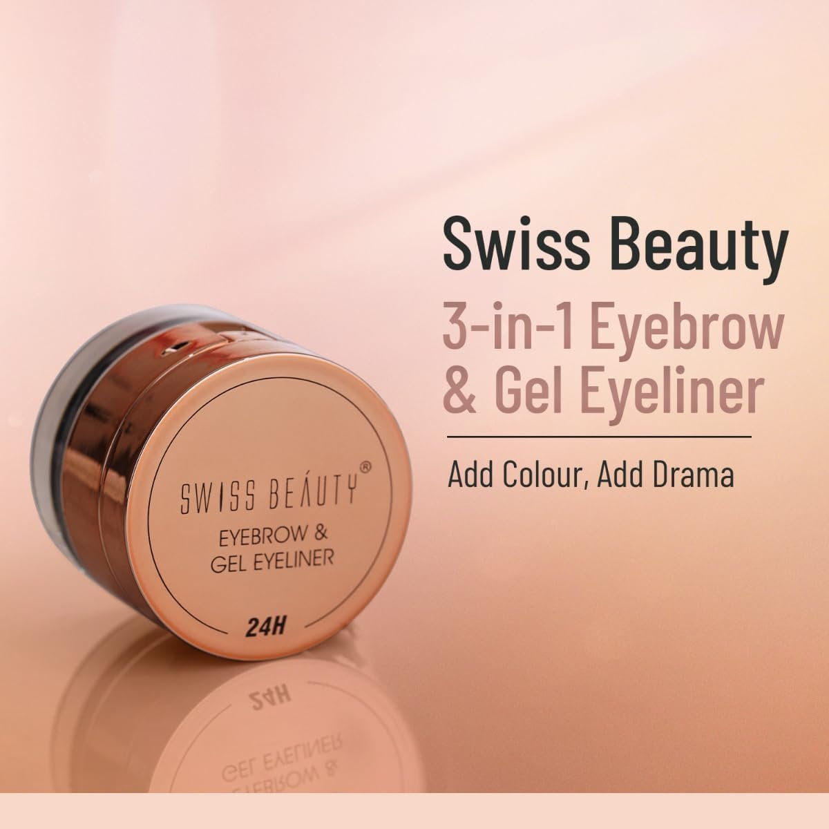 Swiss Beauty Waterproof Eyebrow & Gel Eyeliner 2 In 1 With Brush | Smudge Proof Gel Eyeliner And Eyebrow Definer Pencil | Shade- 01 Black, 7G thumbnail