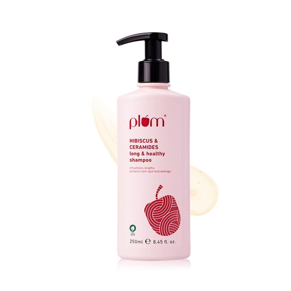 Plum Hibiscus & Ceramides Long & Healthy Shampoo | Hydrates Dry and Damaged Hair, Prevents Split Ends, Repairs Damage 250ml
