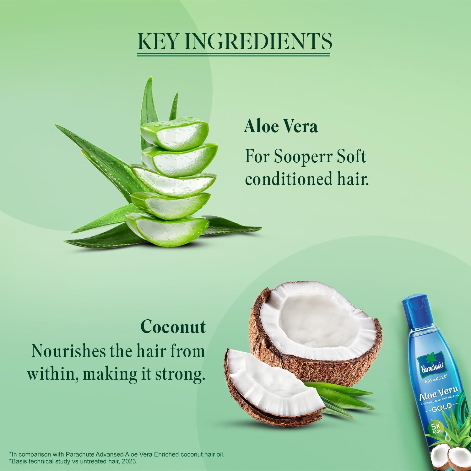 Parachute Advansed Aloe Vera Enriched Coconut Hair Oil Gold | 5X Aloe Vera With Coconut Oil| Makes Hair Sooperr Soft | 400ml thumbnail