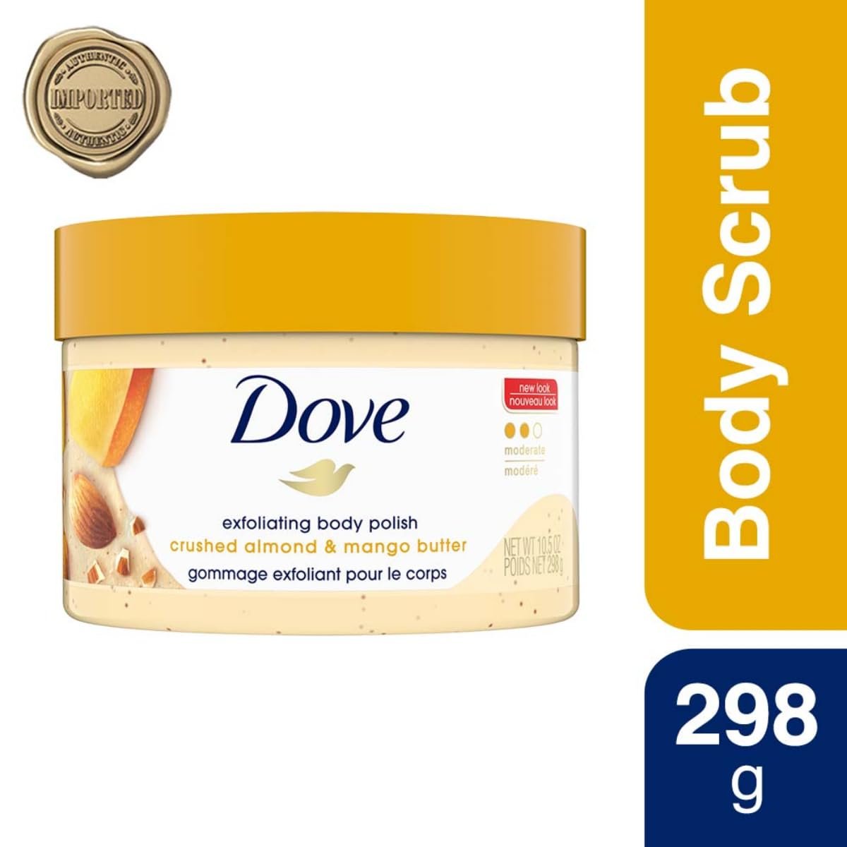 Dove Exfoliating Body Polish Scrub with Crushed Almond & Mango Butter – 298g | Gentle Exfoliation & Moisturization for Dry Skin | Sulfate-Free Formula for Soft, Smooth & Healthy-Looking Skin thumbnail
