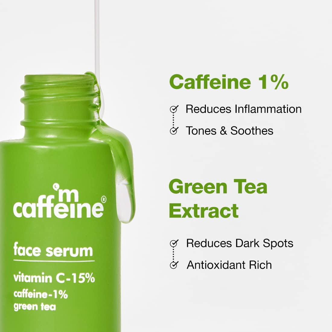 mCaffeine 15% Vitamin C Face Serum for Pigmentation & Dark Spot | Revives Dull Skin & Protects Against Sun Damage | Day & Night Serum for Face - 30ml thumbnail