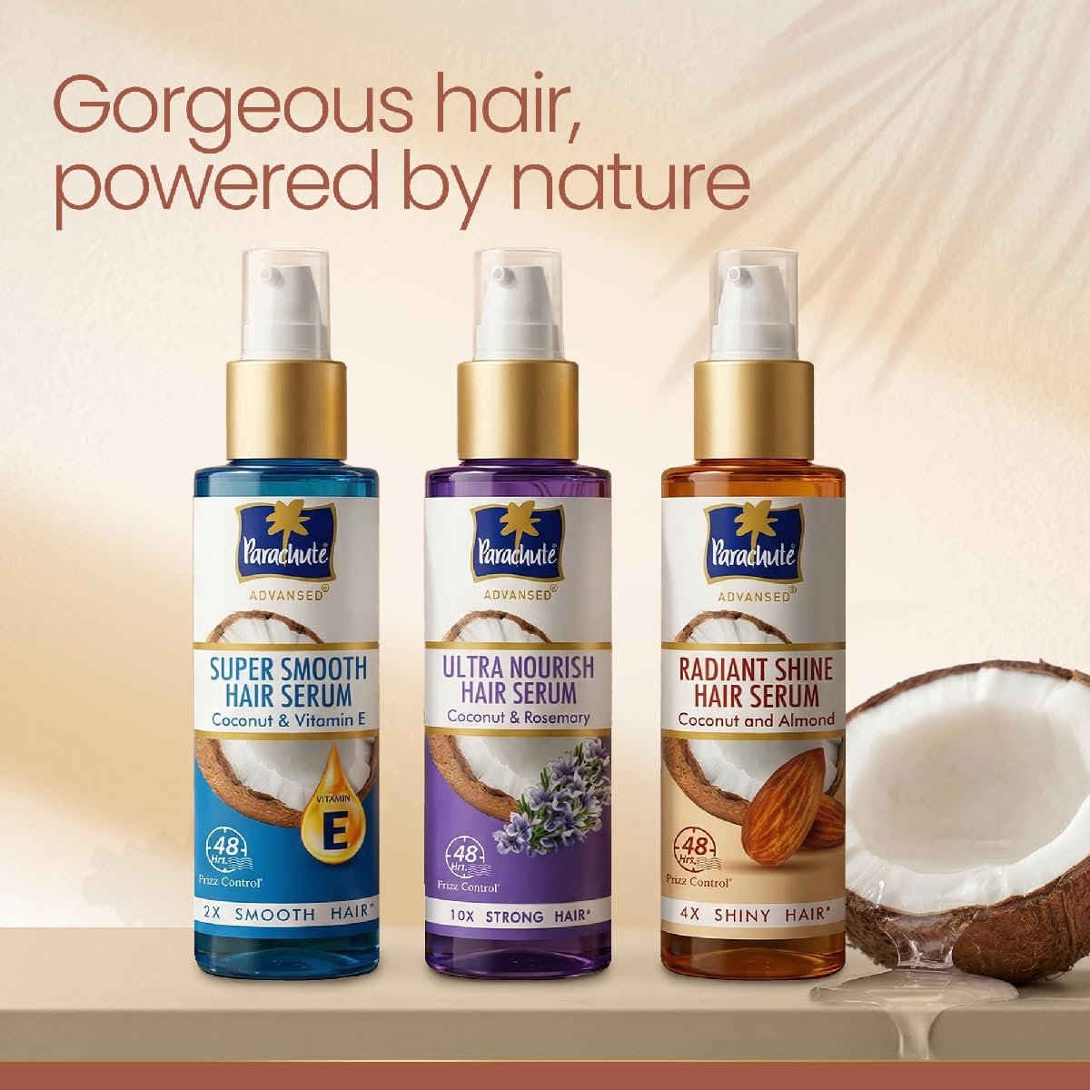 Parachute Advansed Radiant Shine Hair Serum | Coconut & Almond | 48 Hr Frizz Control | 4X Shiny Hair | 100ml thumbnail
