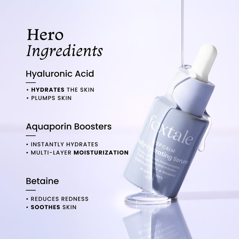FoxTale Hyaluronic Acid Serum For Plump,Glowing Skin With Vitamin B5,Betaine|Intense 24-Hour Hydration,Brightening| thumbnail