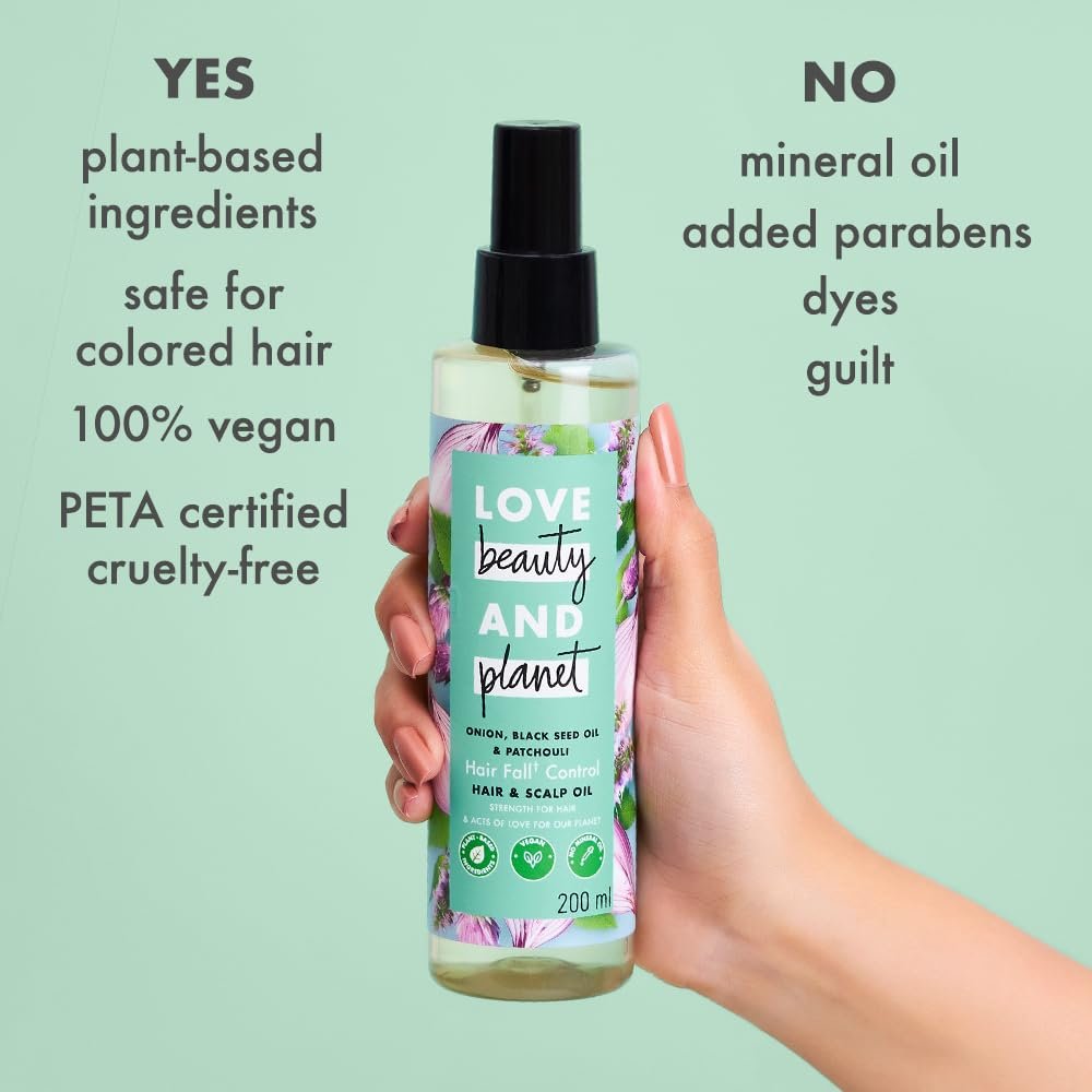 Love Beauty & Planet Onion Black Seed & Patchouli Oil for Hair Growth & Hair Fall Control|No Mineral Oil,No Paraben|200ml thumbnail