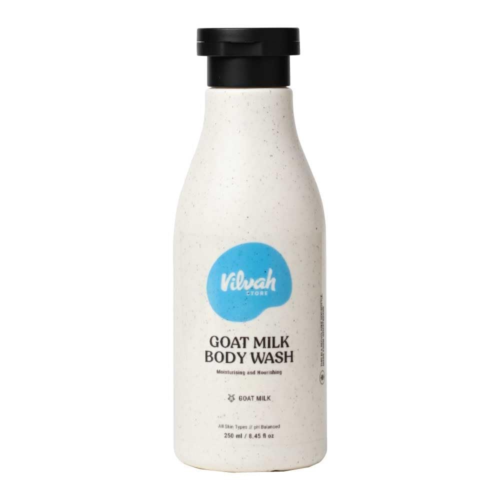 Vilvah Goat Milk Body Wash | Gentle Hydrating Body Cleanser for Deep Cleansing & Skin Nourishment | Repairs Skin Barrier & Soothes Irritation | With Goat Milk, White Lily Oil & Coconut Oil |