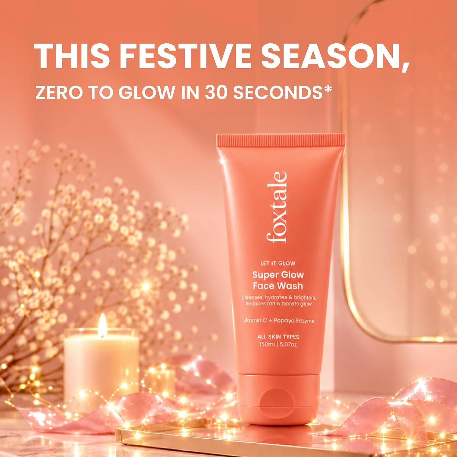 Foxtale Super Glow Detan Face Wash with Vitamin C & Papaya enzyme, Tan Removal, Brightens & Reduces Pigmentation, Gentle Exfoliation | Face Wash for Men & Women | All Skin Types - 150ml thumbnail