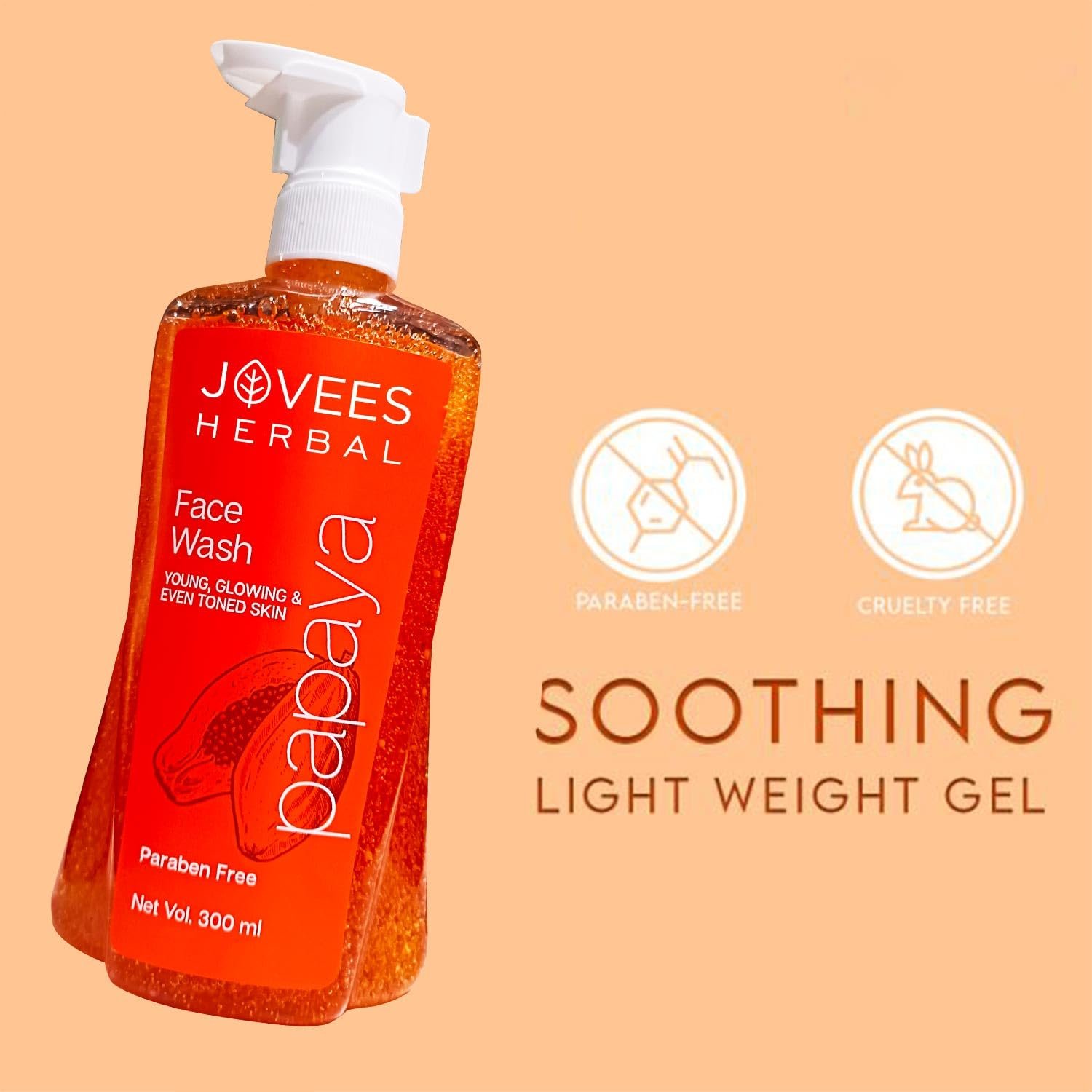 Jovees Herbal Papaya Face Wash For Glowing and Clear Skin with Papaya & Bilberry fruit Ext | Gentle Cleanser For Brightens Skin, Removes Pigmentation & Dark Spots | 300ml thumbnail